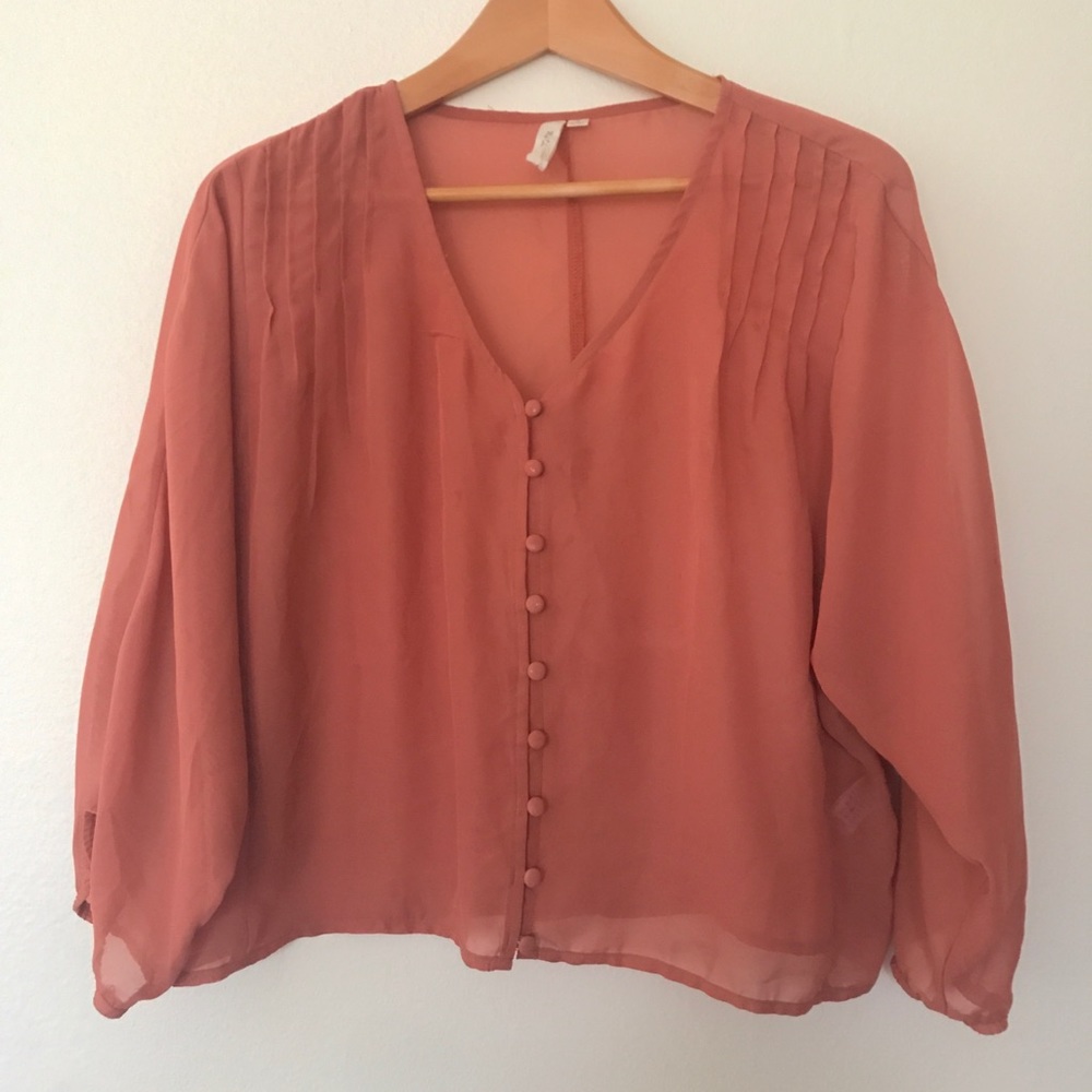 Sheer boho button down top